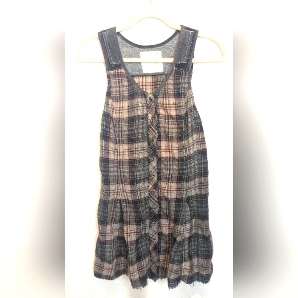 Boho/ Western plaid sun dress tunic tank top